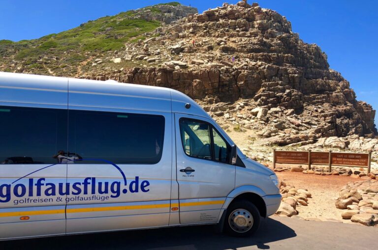 Der Bus von golfausflug.de am Kap der Guten Hoffnung