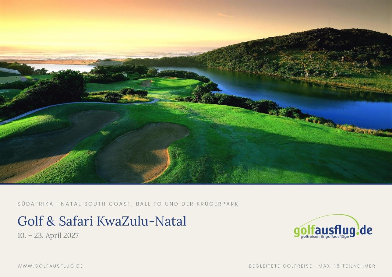 Titelseite der Broschüre Golf & Safari KwaZulu-Natal 2027